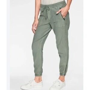 Athleta Farallon Joggers Pants Sz 8 Womens  Army Green Athletic Drawstring EUC